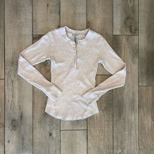 SKIMS Light Pink Ribbed Henley